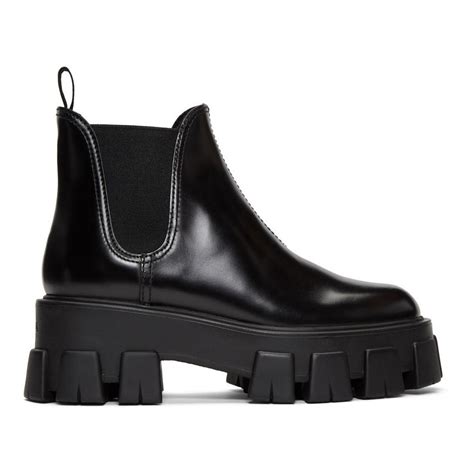 prada black studded heels|prada black platform boots.